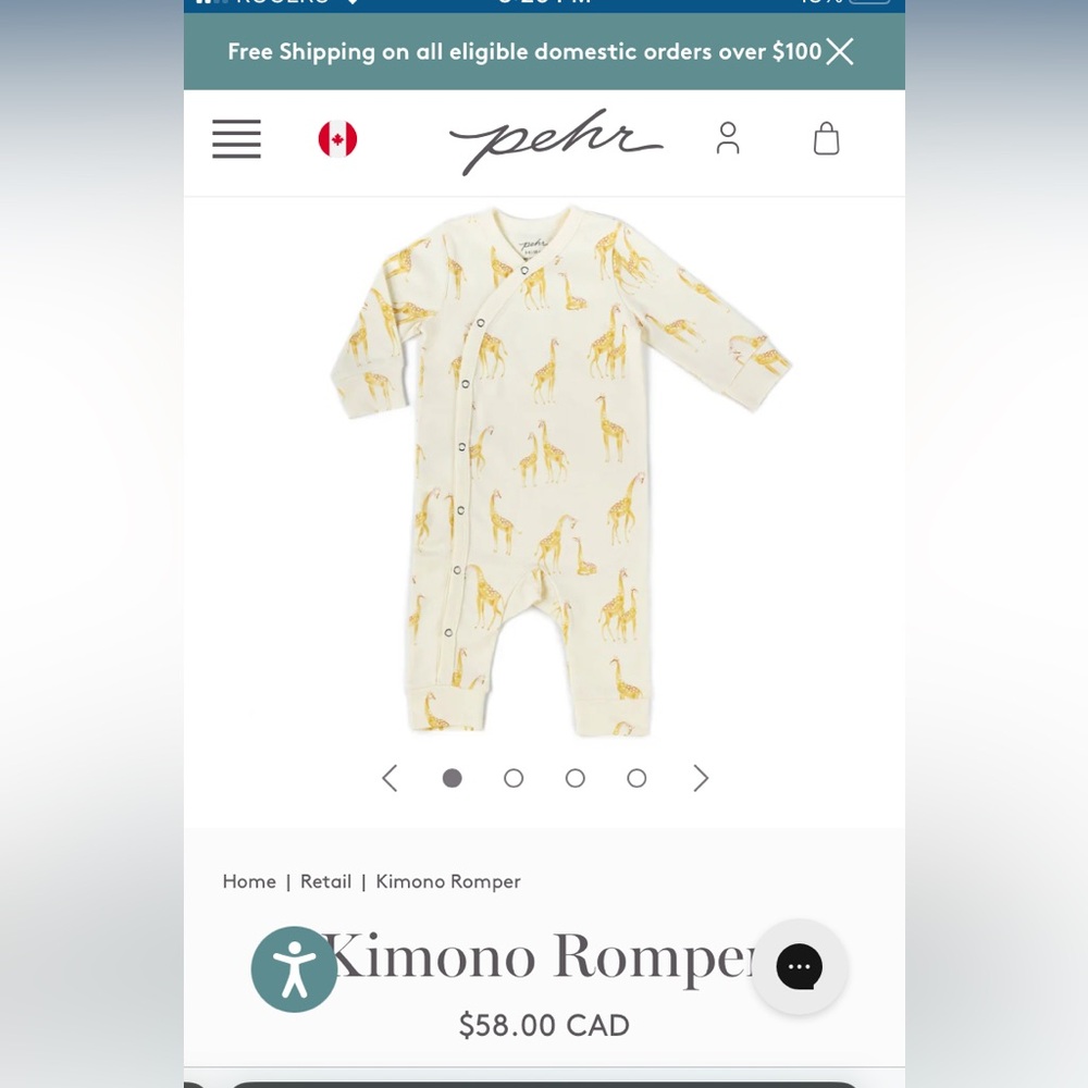 Pehr giraffe kimono romper